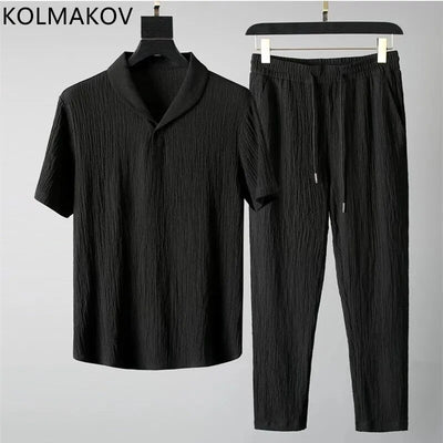 (Shirt+Trousers) 2023 Summer new arrival Men Fashion Classic Shirt