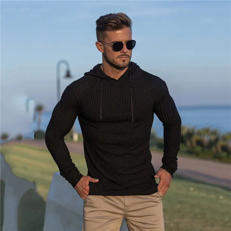 Winter Hooded Sweater: Classic Slim Fit Men's Pullover