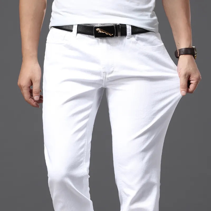 Brother Wang Classic White Slim-Fit Men's Jeans