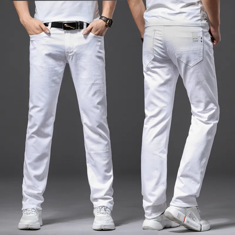 Brother Wang Classic White Slim-Fit Men's Jeans