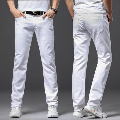 Brother Wang Classic White Slim-Fit Men's Jeans