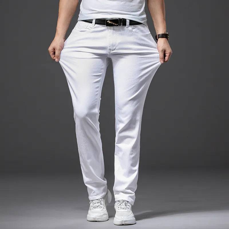 Brother Wang Classic White Slim-Fit Men's Jeans