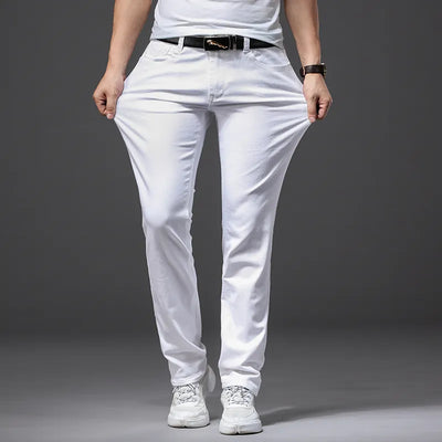 Brother Wang Classic White Slim-Fit Men's Jeans