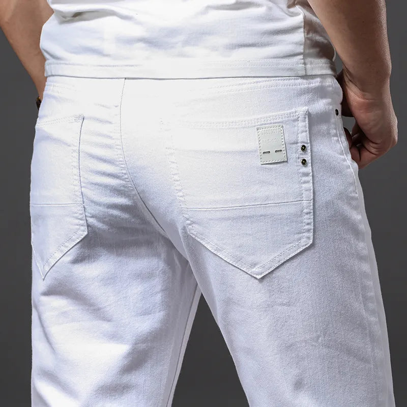 Brother Wang Classic White Slim-Fit Men's Jeans