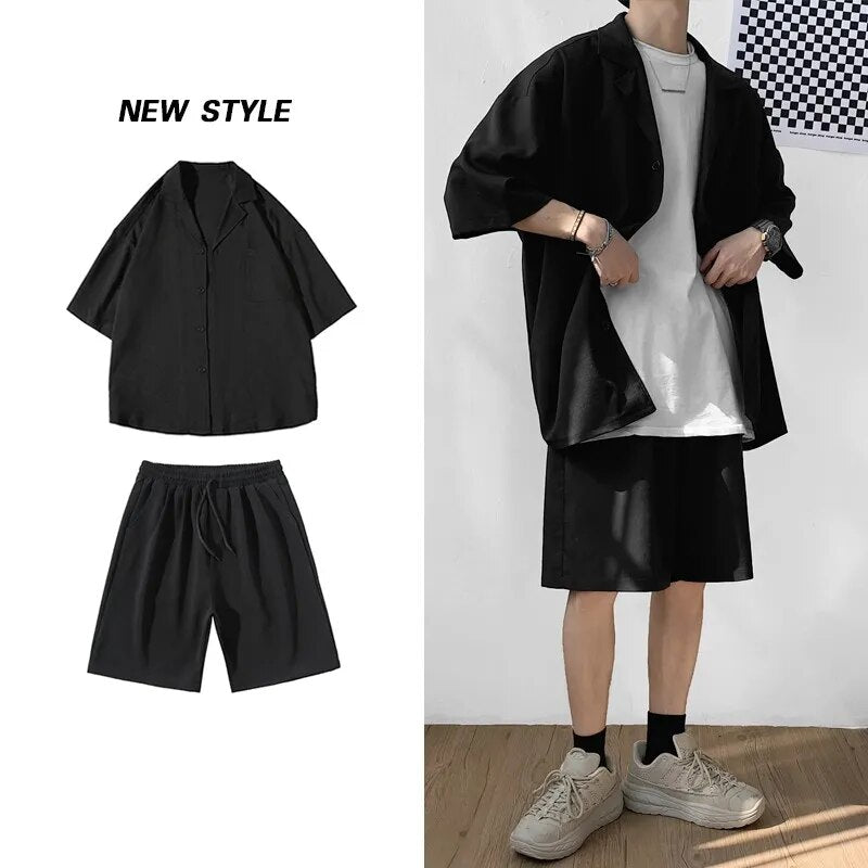 Korean Summer Short Suit Jacket and Shorts Set