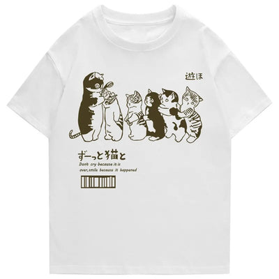 2023 Summer Style Hip Hop Cat Shower Print Tee