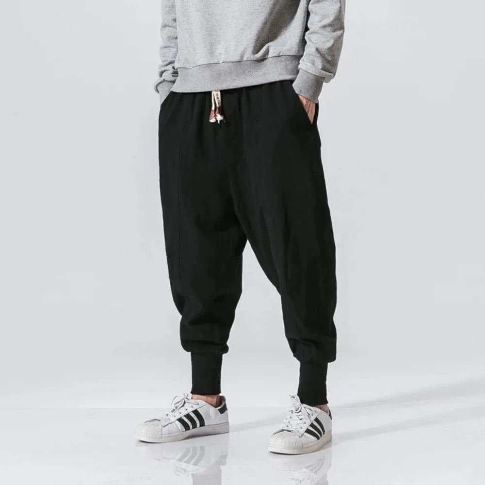 Cotton Linen Solid Harem Pants for Men