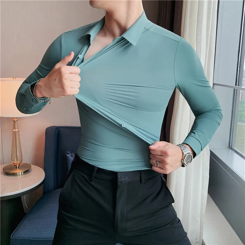 High Elasticity Seamless Dress Shirt: Quality and Comfort (4XL-M)