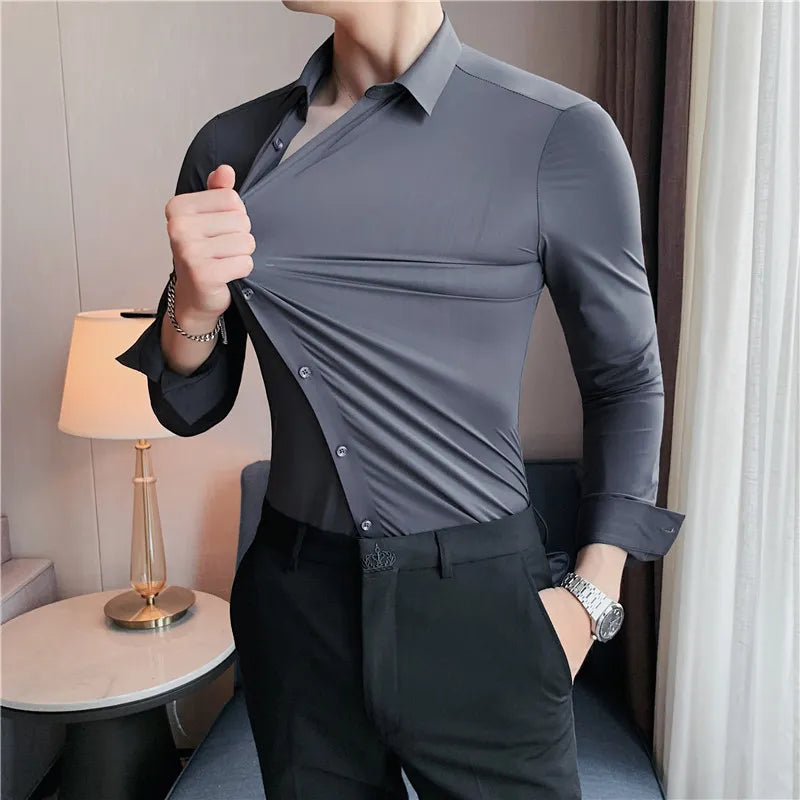 High Elasticity Seamless Dress Shirt: Quality and Comfort (4XL-M)