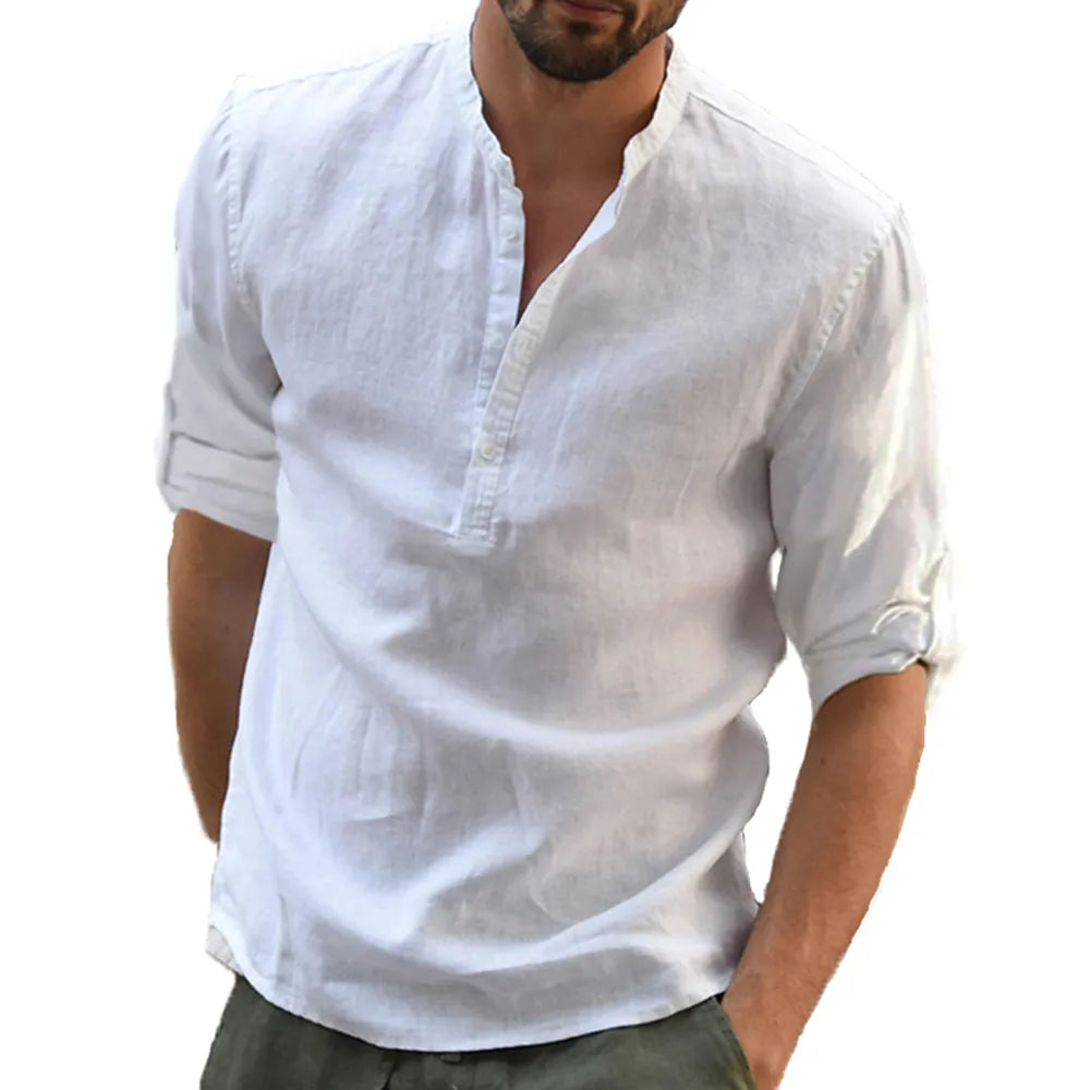 Casual Cotton Linen Shirt Handsome Spring/Autumn Style