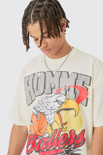 OVERSIZED HOMME EAGLE GRAPHIC T-SHIRT