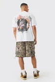 FOREST CAMO ELASTIC WAIST PARACHUTE CARGO SHORTS