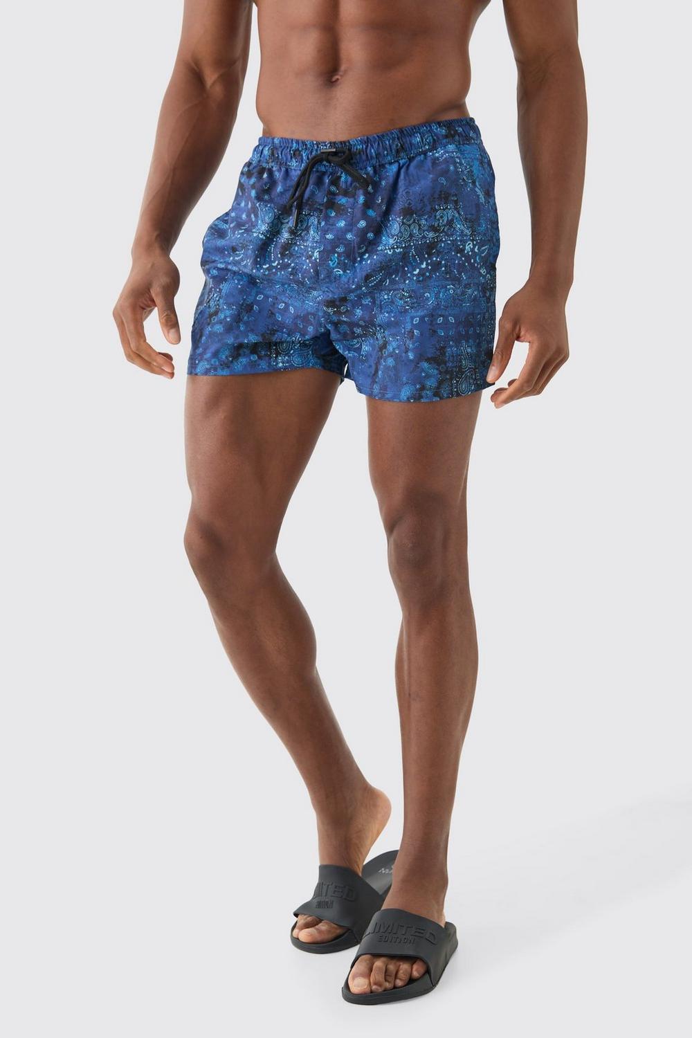 SHORT LENGTH BANDANA WASHED SWIM SHORT