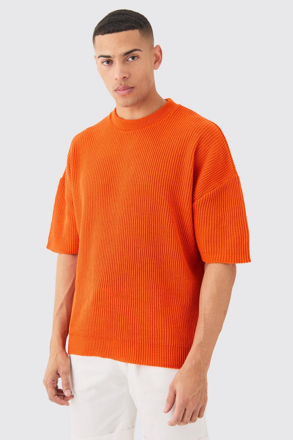 OVERSIZED RIBBED KNIT T-SHIRT