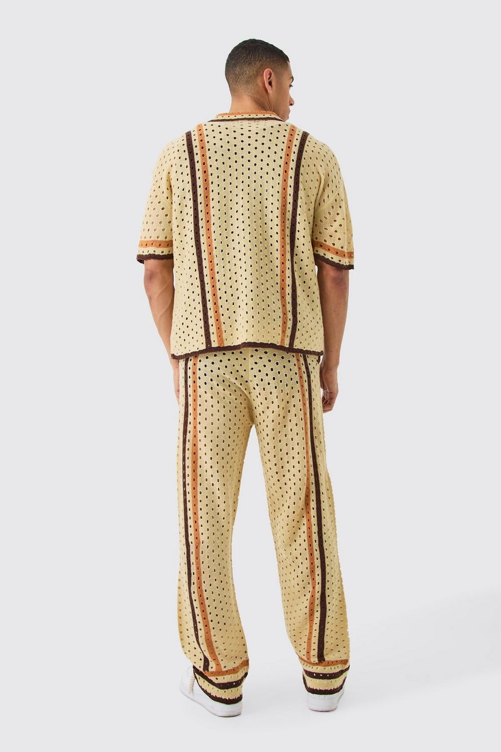 BOXY OPEN STITCH POLO TROUSER KNITTED SET